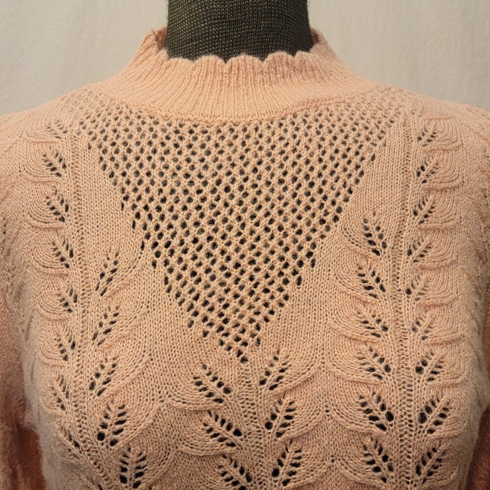 LOFT | Womens Lacy Sweater Size S - Pink - Picture 3 of 8